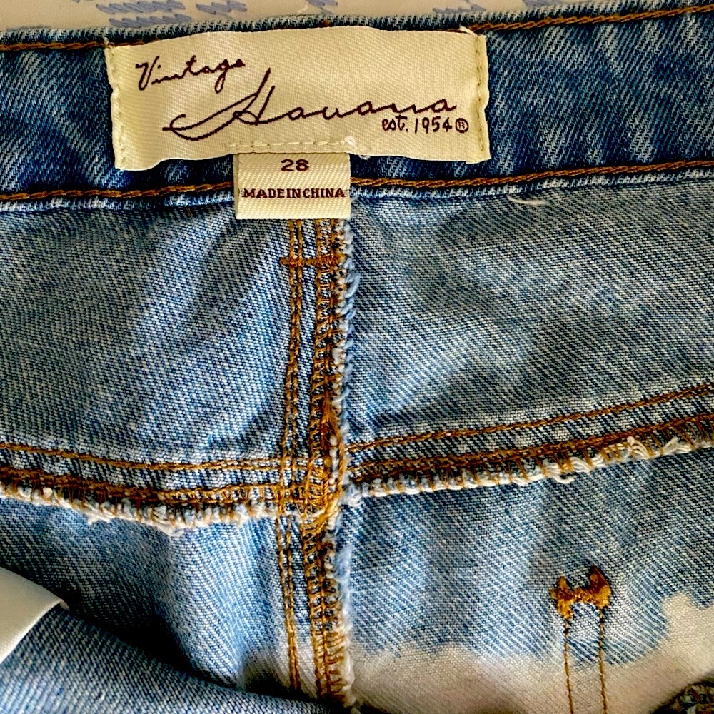 Havana two-toned, distressed jeans shorts. Brand New!